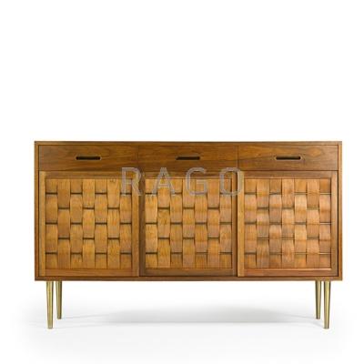 Appraisal: EDWARD WORMLEY DUNBAR Woven-front cabinet Berne IN s Bleached mahogany