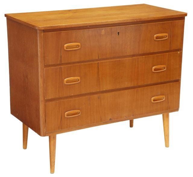 Appraisal: Mid-century modern teak chest of drawers c s having rectangular