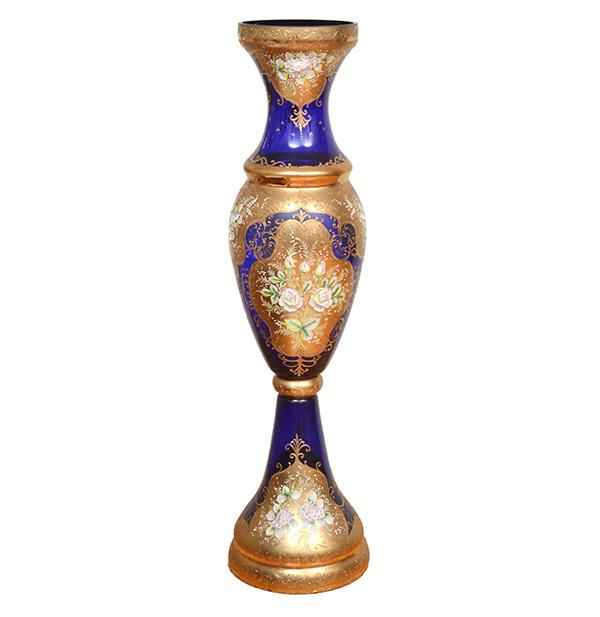 Appraisal: A VENETIAN GILT AND ENAMELLED BLUE GLASS FLOOR VASE OF