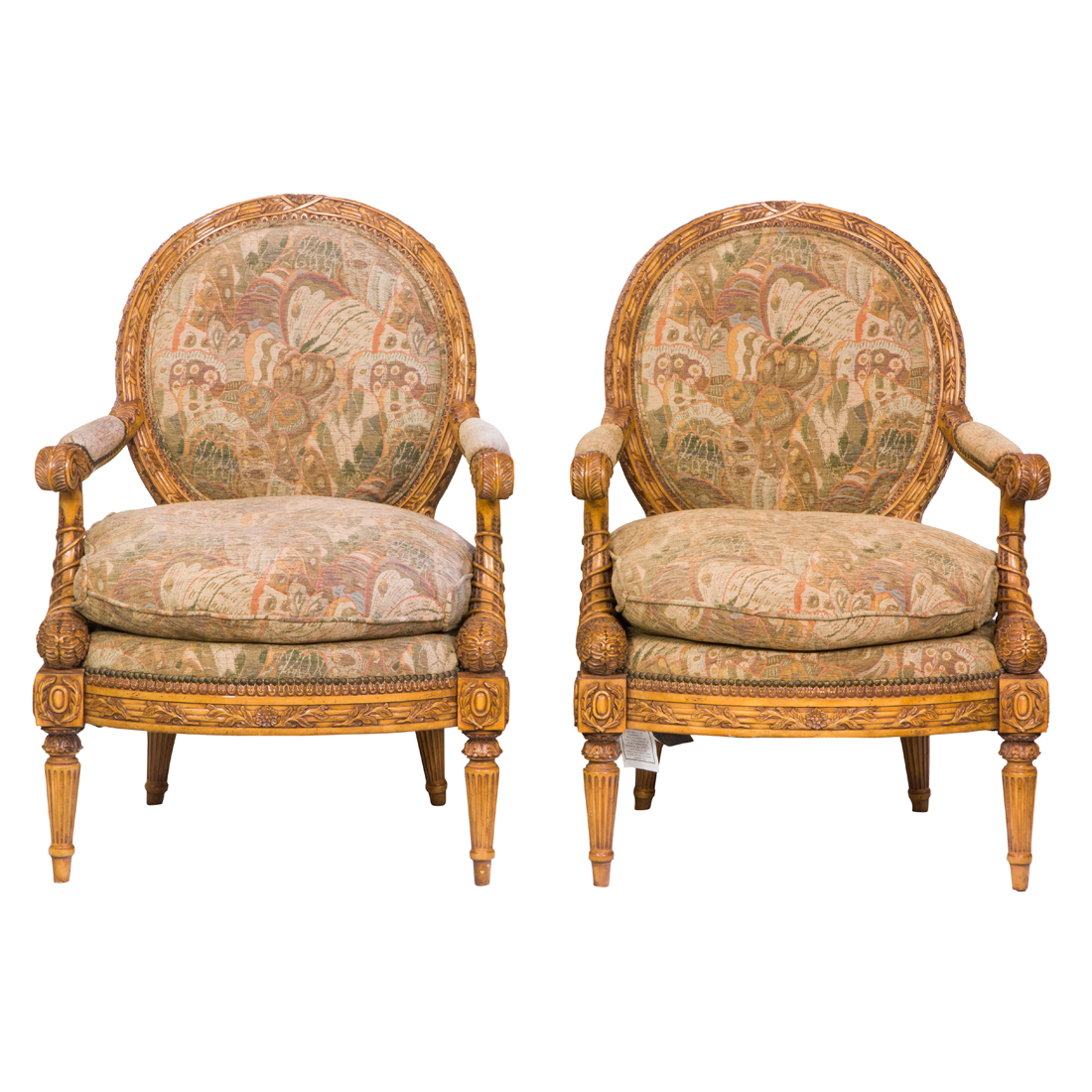 Appraisal: A PAIR OF FRENCH LOUIS XVI STYLE FAUTEUILS A pair