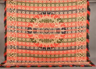 Appraisal: Lehigh County PA Four Color Jacquard Coverlet Lehigh County Pennsylvania