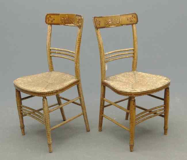 Appraisal: Pair th c painted and gilt chairs attributed to Jonathan