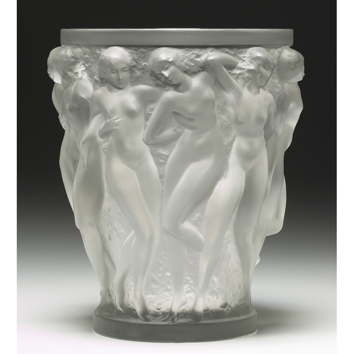 Appraisal: Good Rene Lalique Bacchantes vase massive form in frosted glass