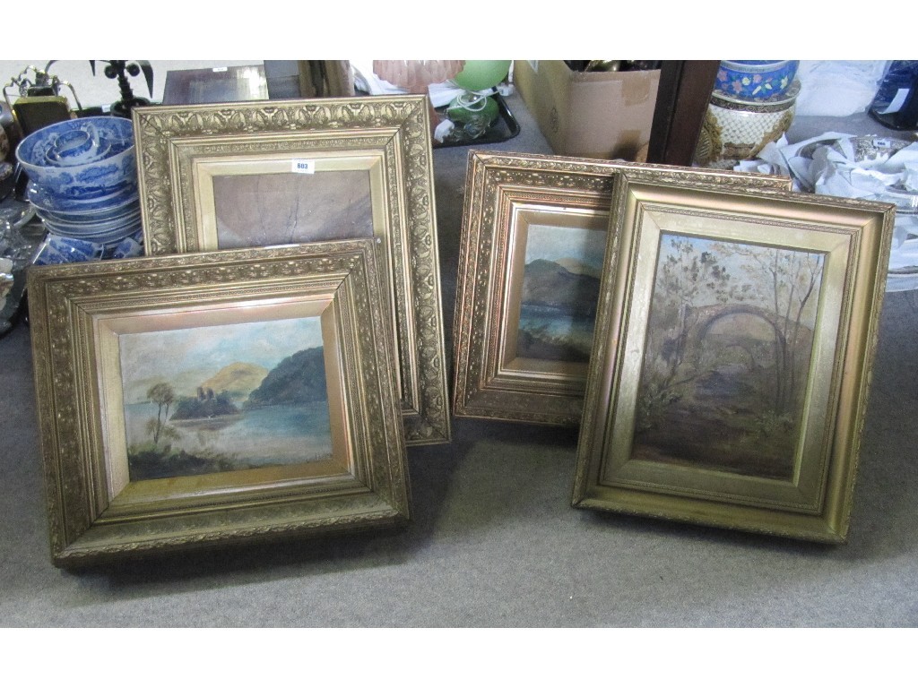 Appraisal: Four gilt framed oil landscapes - Loch Awe etc