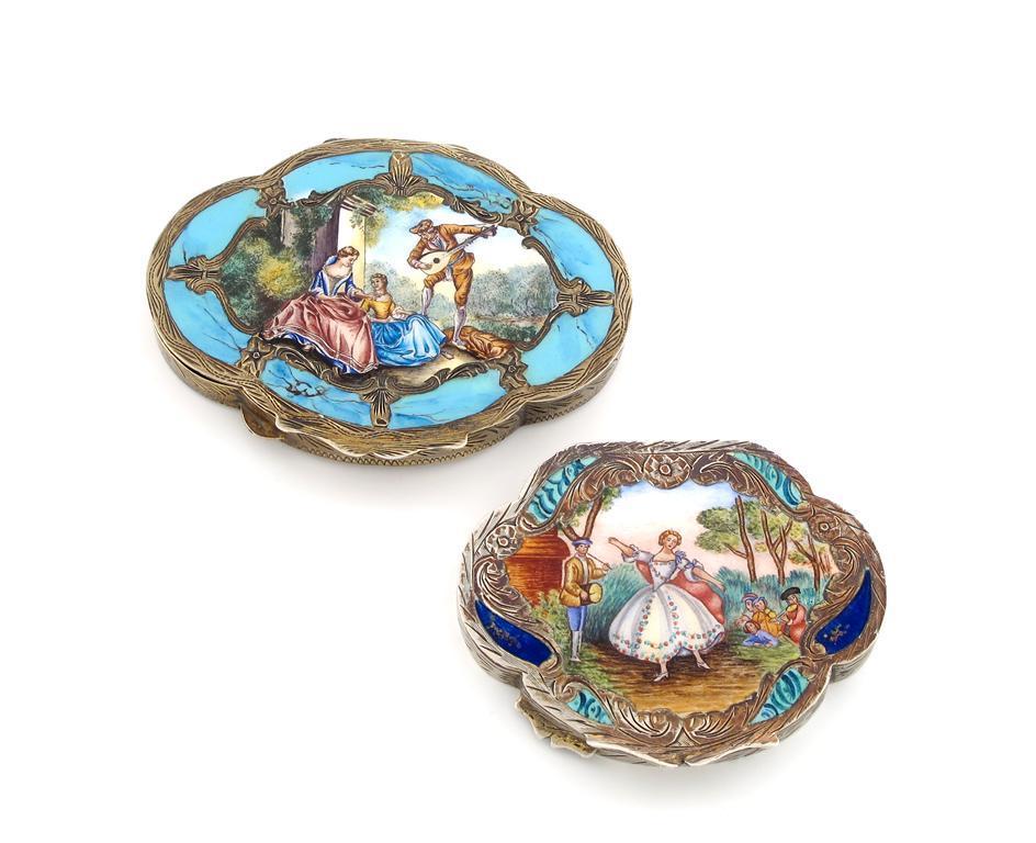 Appraisal: Two Italian silver and enamel compacts