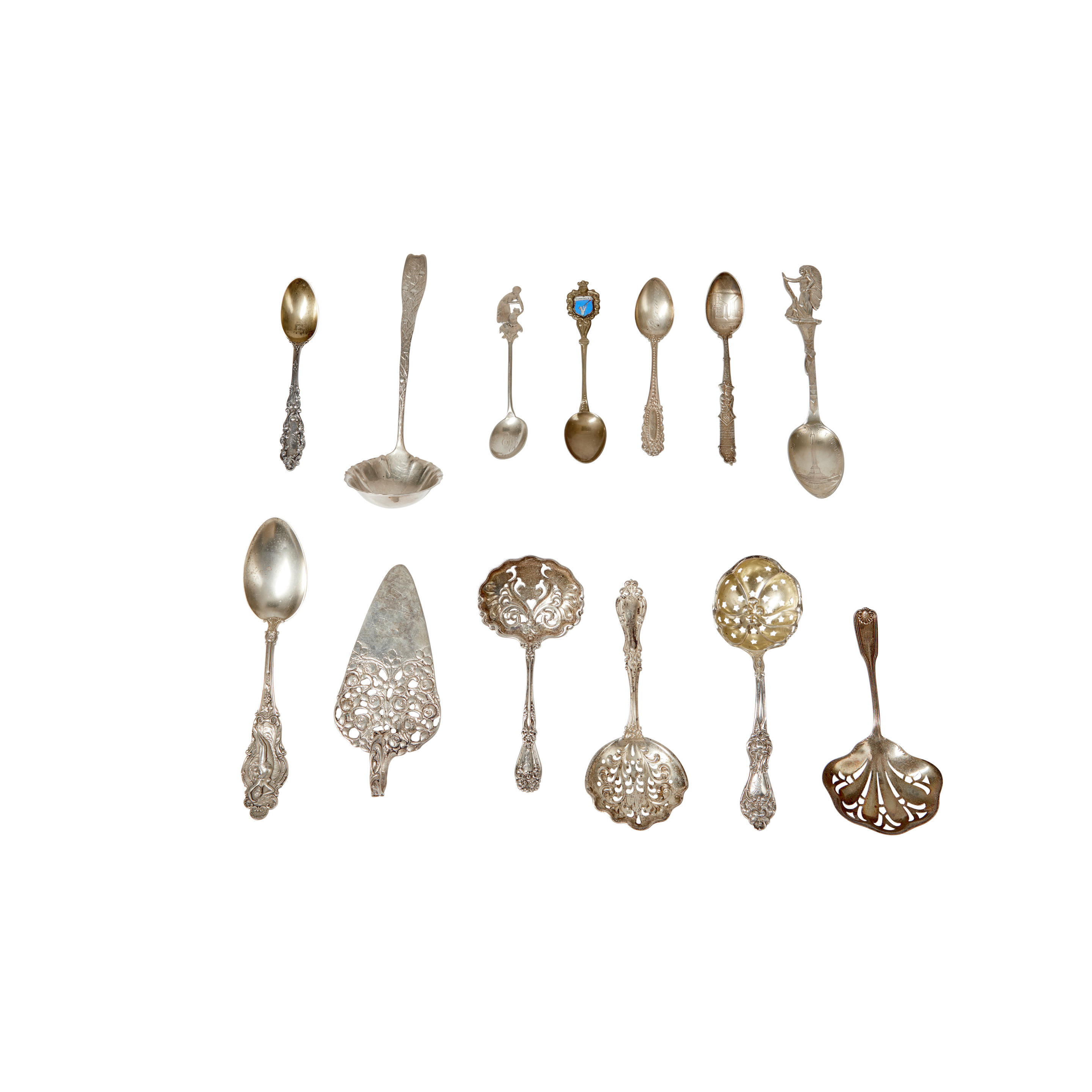 Appraisal: Group of Sterling Silver and Silver-plated Flatware including souvenir spoons