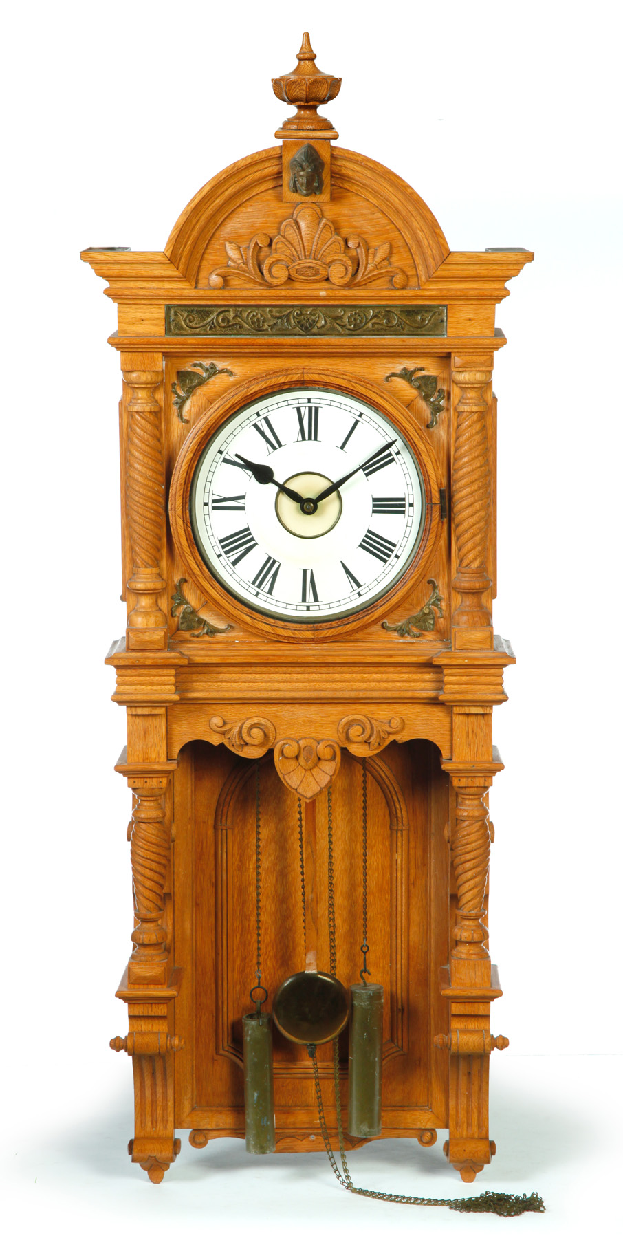 Appraisal: VICTORIAN OAK WALL CLOCK American th quarter th century Refinished