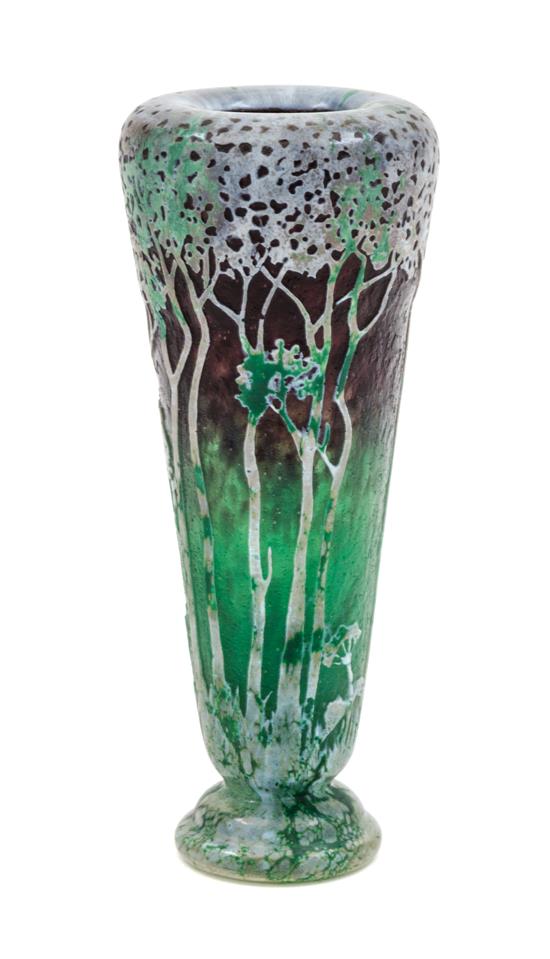 Appraisal: Sale Lot A Daum Enameled Cameo Glass Landscape Vase of