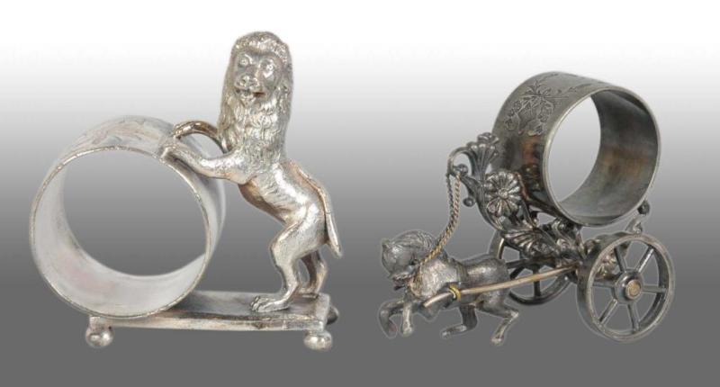 Appraisal: Lot of Figural Napkin Rings Description Includes a large lion