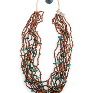 Appraisal: Judy Rosetta Kewa th st century Ten-Strand Necklace with Coral