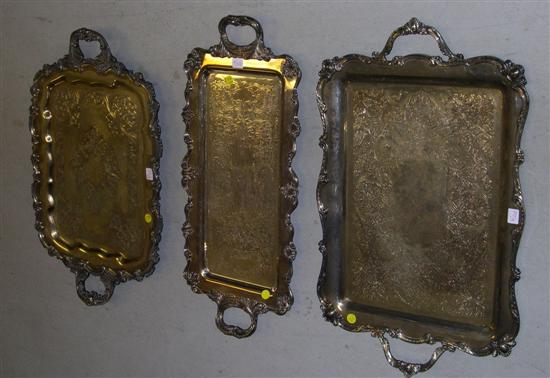 Appraisal: Three silverplate footed trays x x and x