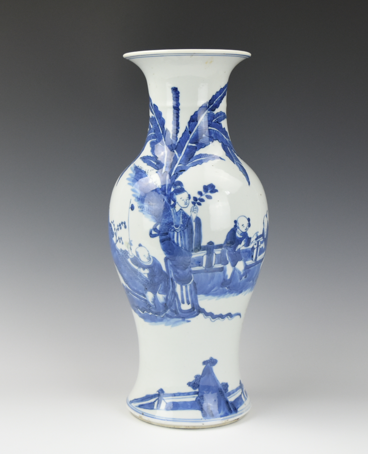 Appraisal: CHINESE BLUE WHITE VASE W FIGURES TH C Chinese th