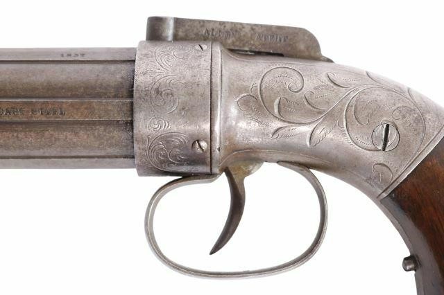 Appraisal: Allen Pepperbox percussion revolving barrel double action caliber bar hammer