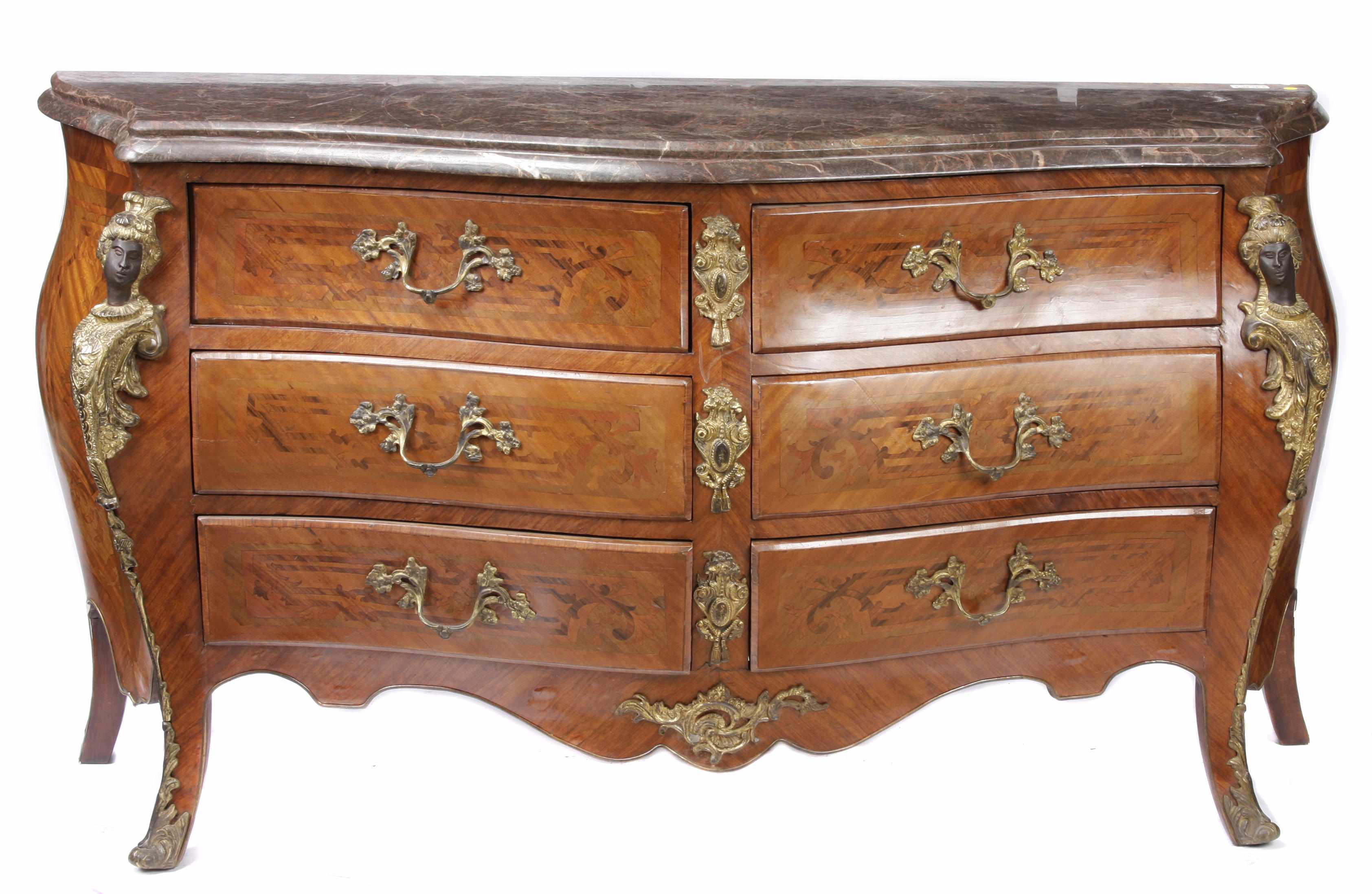 Appraisal: A Louis XV style gilt bronze mounted inlaid commode with