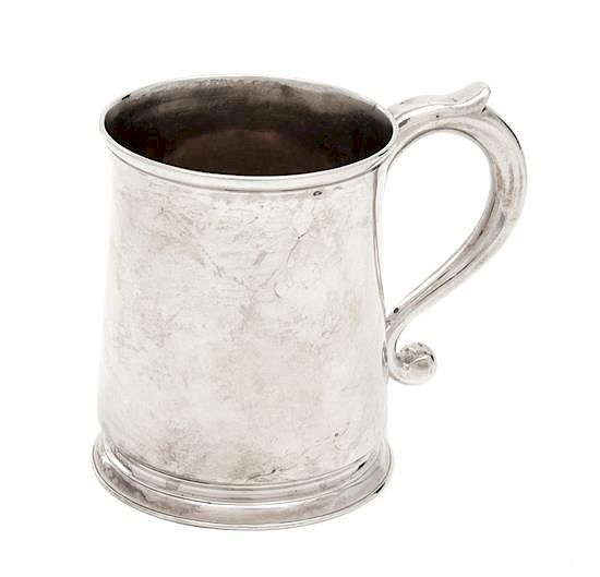 Appraisal: A George II Silver Mug London maker's marked rubbed A