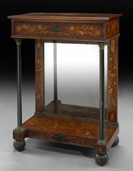 Appraisal: A Dutch gilt metal mounted parcel ebonized marquetry console table