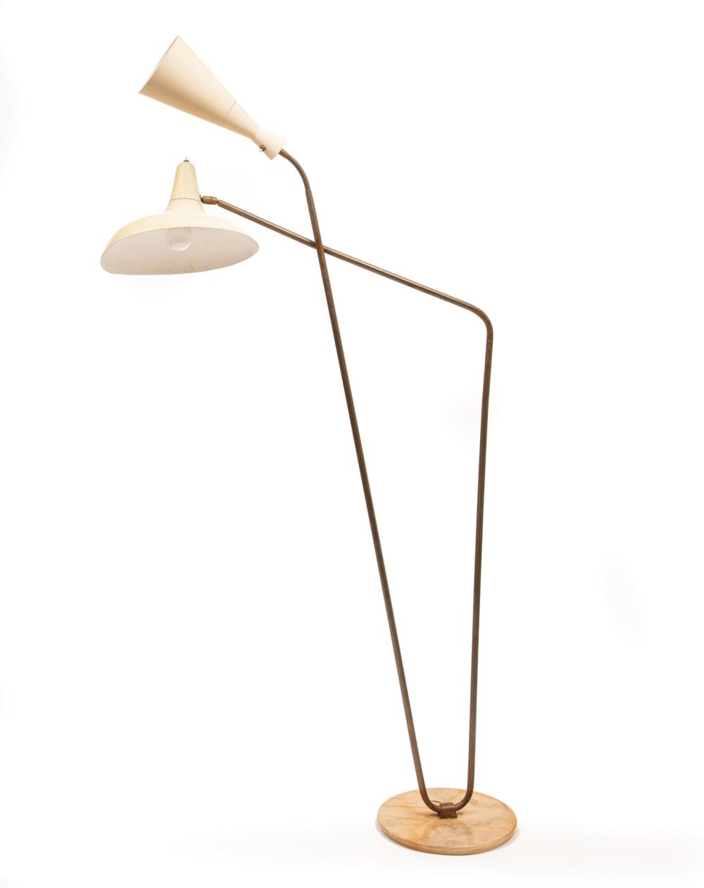 Appraisal: Attributed to Gino Sarfatti Floor Lamp s brass standard enameled