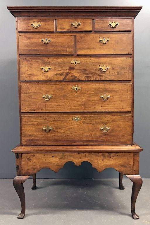 Appraisal: Pennsylvania Queen Anne Walnut Chest on Frame Pennsylvania Queen Anne