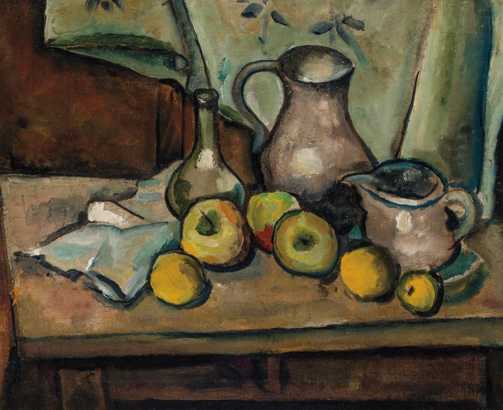 Appraisal: EDGAR YEAGER American - Still Life with Apples Pitchers and