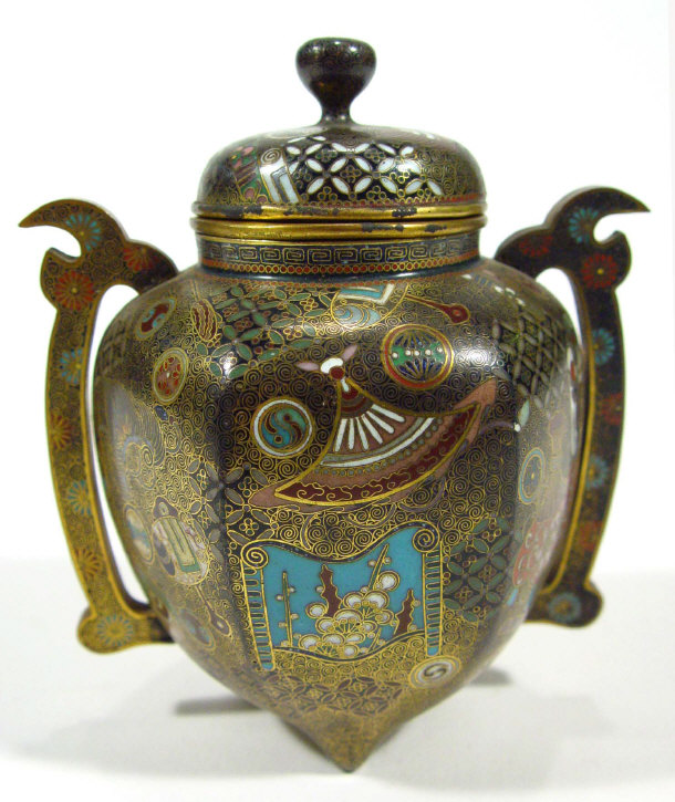 Appraisal: Oriental hexagonal cloisonne jar and cover finely enamelled and gilded