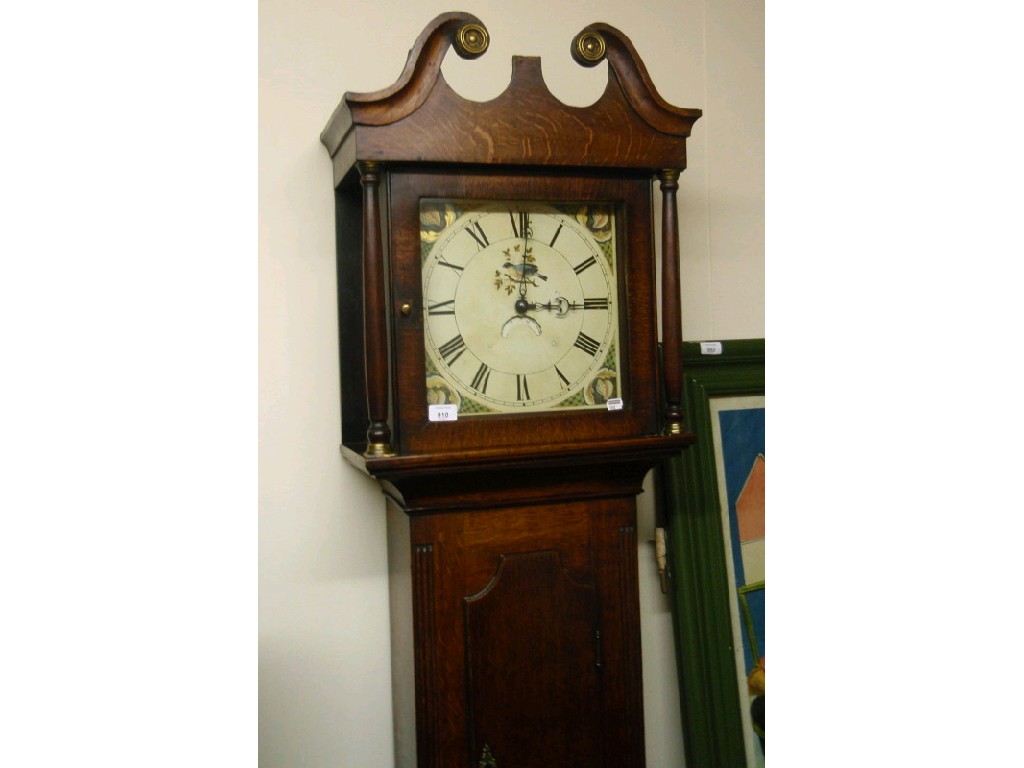 Appraisal: A George III oak long cased clock with swan neck