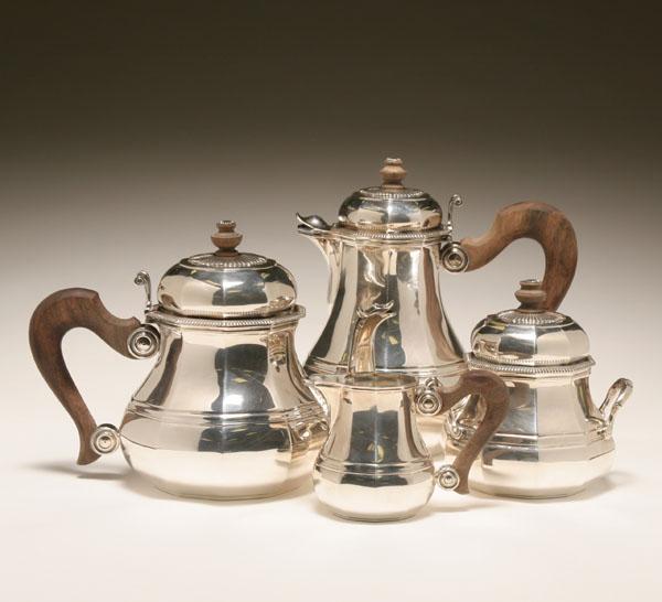 Appraisal: Puiforcat French silver coffee and tea set four piece set