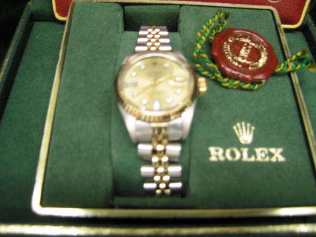 Appraisal: Rolex Ladies Stainless Gold Wristwatch diamond dial with box just