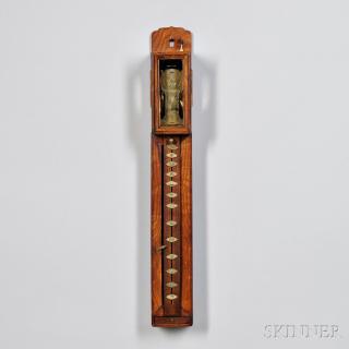 Appraisal: Japanese Shaku Dokei or Pillar Clock traditional-style case with glazed