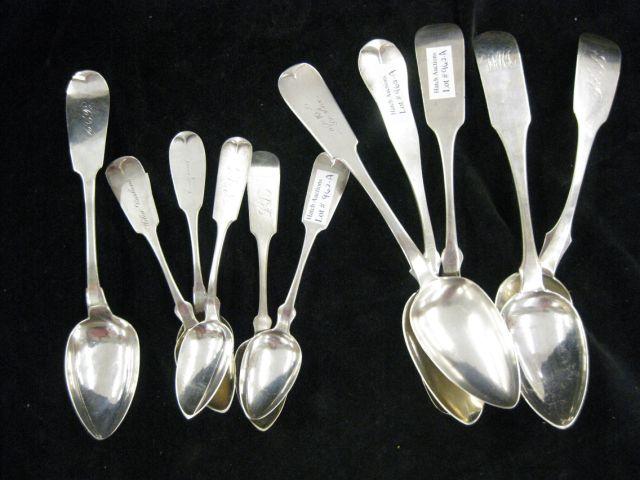 Appraisal: pcs Early American Coin Silver teaspoons and tablespoons various makers