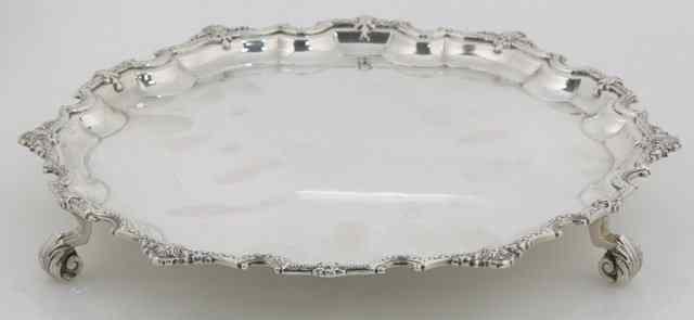 Appraisal: A silver salver Adie Brothers Birmingham with piecrust border on