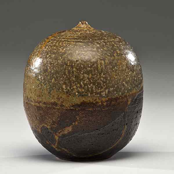 Appraisal: Toshiko Takaezu - USA Green Closed Form ca Stoneware ht