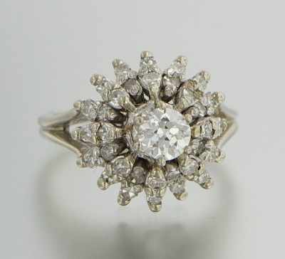 Appraisal: A Ladies' Diamond Cluster Ring k white gold and diamond