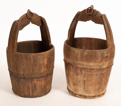 Appraisal: Two wooden pails the larger cm high