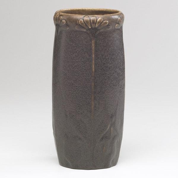 Appraisal: VAN BRIGGLE Vase embossed with daisies and covered in deep