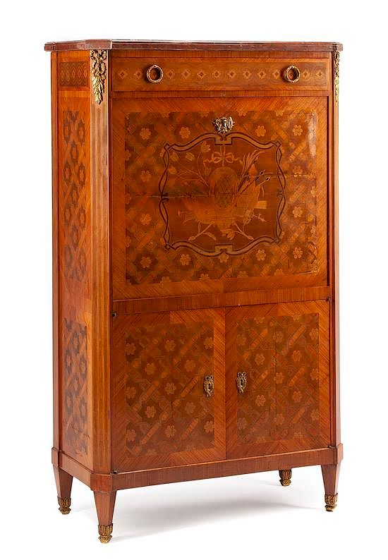 Appraisal: A Louis XVI Style Gilt Bronze Mounted Marquetry Secretaire a