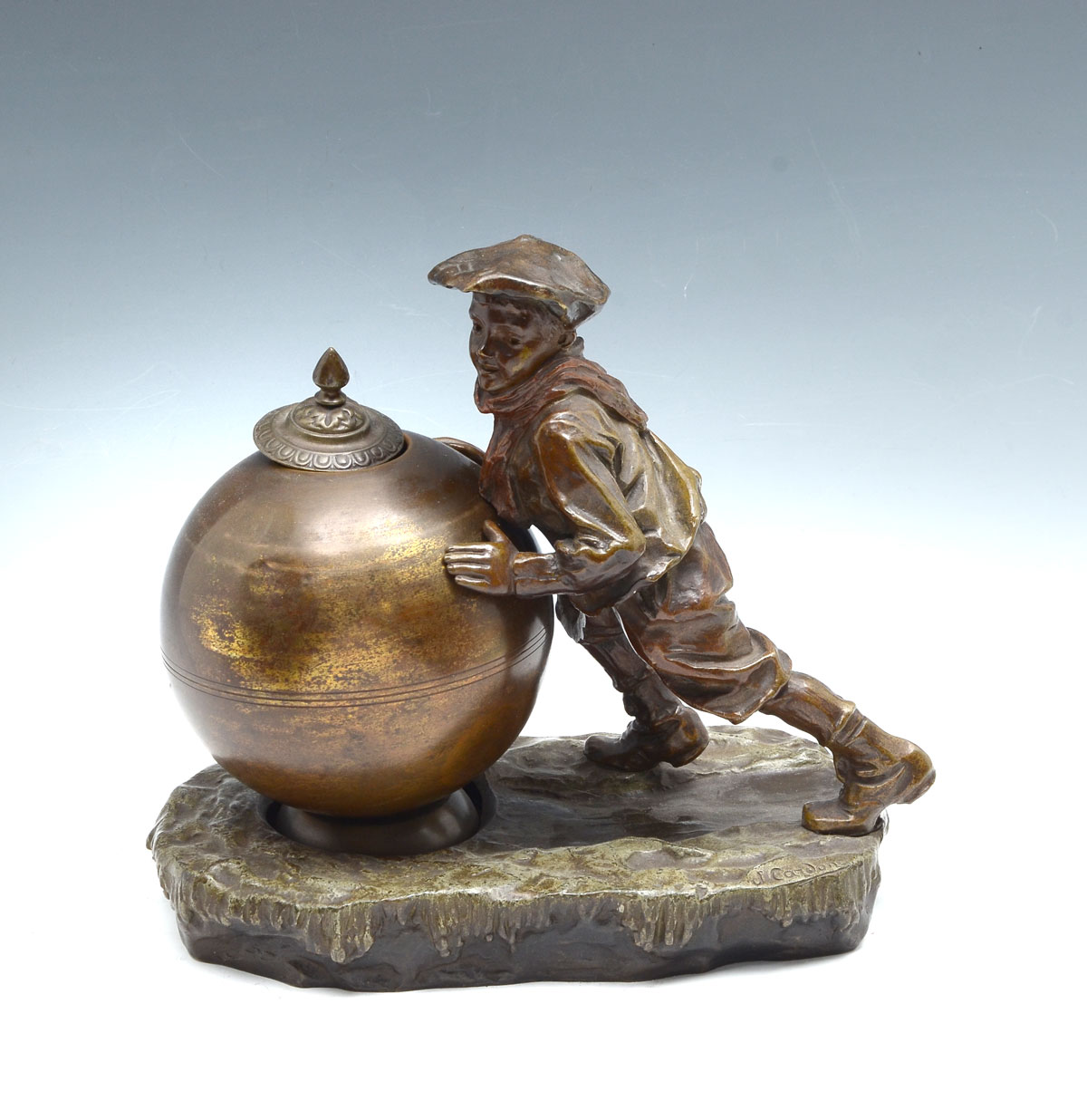 Appraisal: CARDONA Jose Spanish - Figural Tea Caddy Bronze '' in