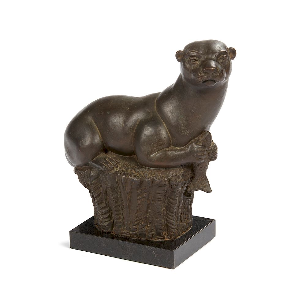 Appraisal: Charles Umlauf - Bronze Otter with Fish Carles Umlauf -