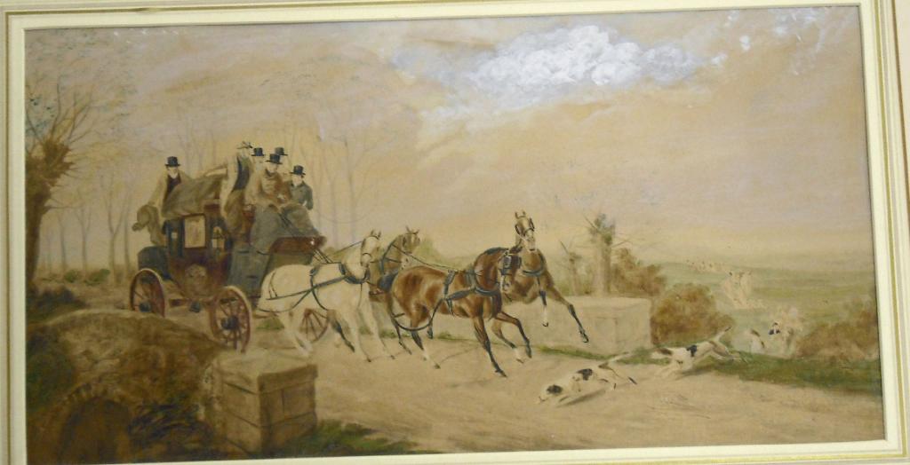 Appraisal: th century British School - horses pulling a coach with