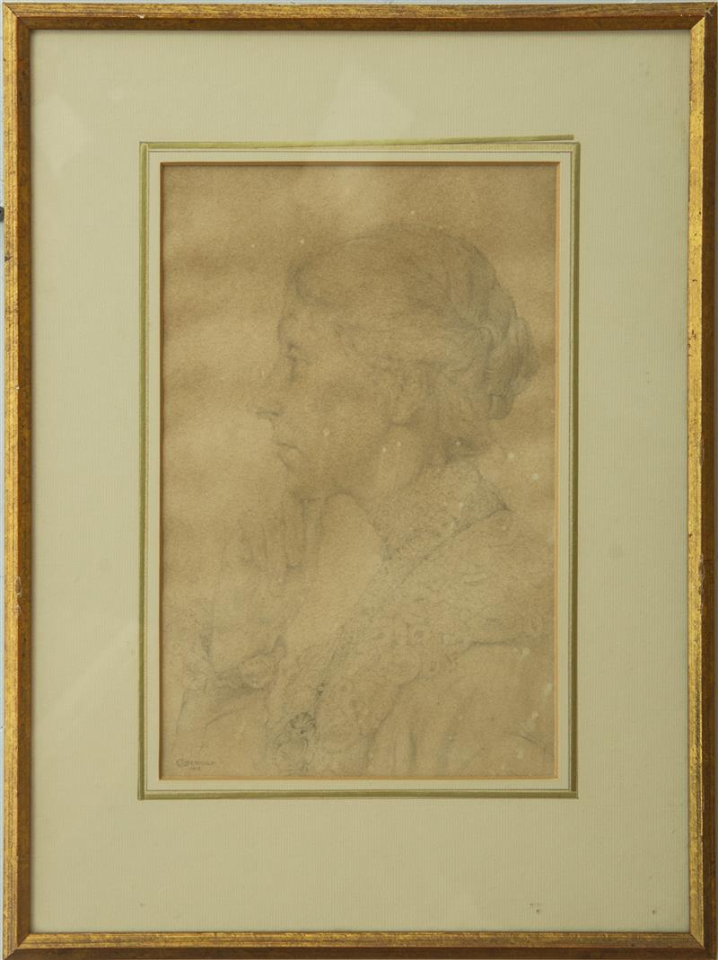 Appraisal: EDWARD JULIUS DETMOLD - PORTRAIT STUDY OF A LADY Pencil