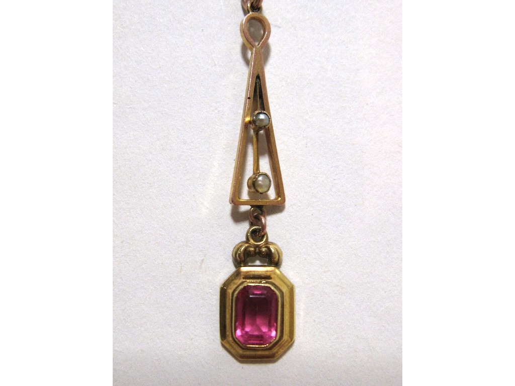 Appraisal: Edwardian seed pearl and gem set pendant on neckchain