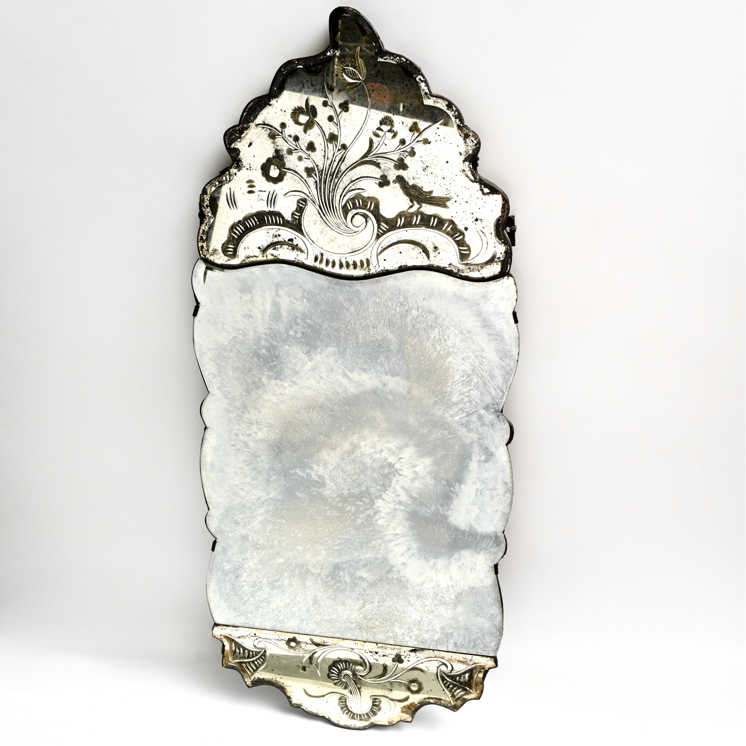 Appraisal: OLD VENETIAN WALL MIRROR th c silvered glass mounted to