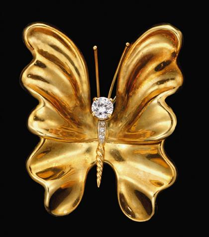 Appraisal: karat yellow gold butterfly brooch Delicate butterfly brooch accented on