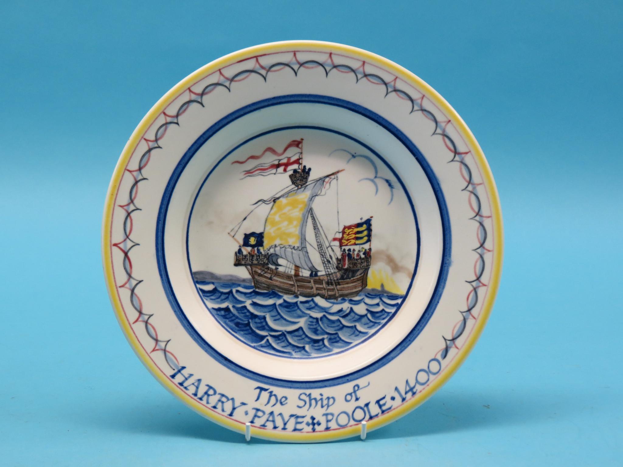 Appraisal: A Poole Pottery charger brightly painted with a galleon inscribed