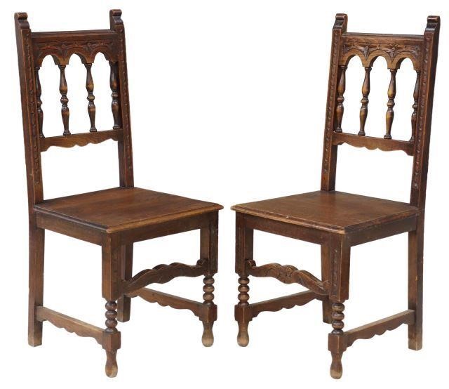 Appraisal: pair Spanish Baroque style mixed wood side chairs th c