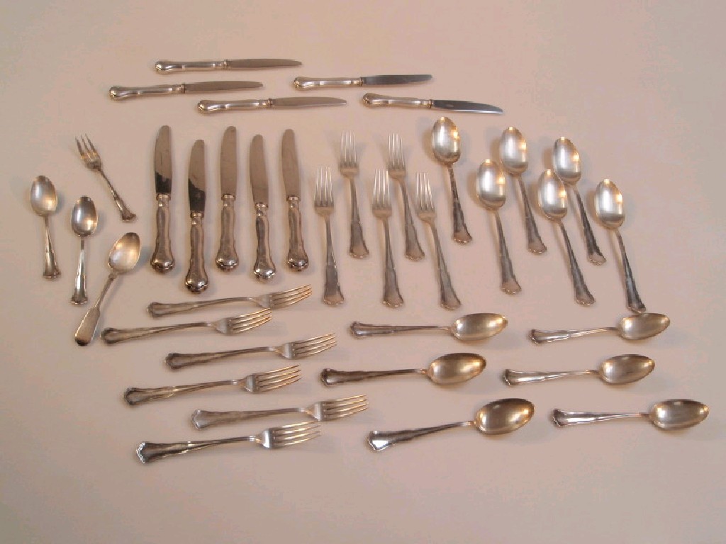 Appraisal: German silver flatware and cutlery with thread button handles comprising