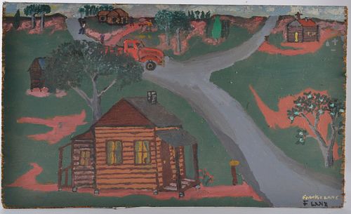 Appraisal: FRANKIE LANE FOLK ART PAINTINGpaint on wood panel not framed