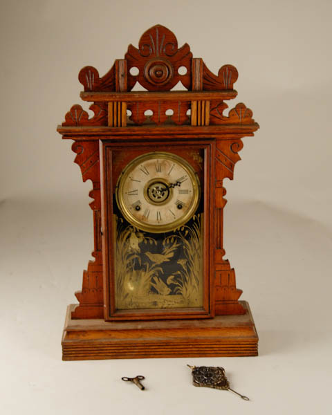 Appraisal: Gilbert Oak Kitchen Clock day time and strike with alarm