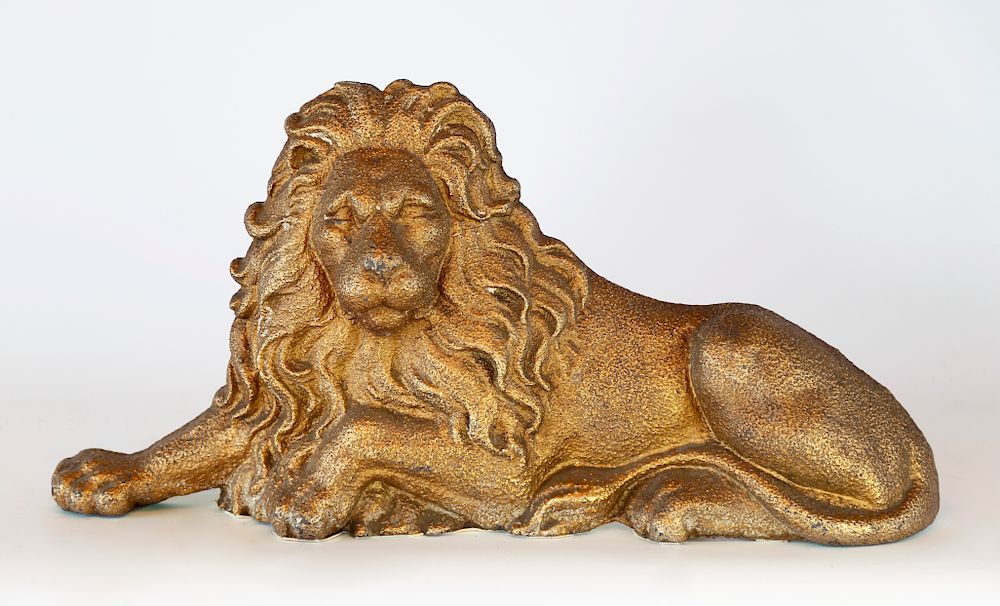 Appraisal: th Century English Cast Iron and Gilt Decorated Royal Lion