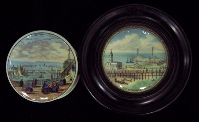 Appraisal: Two Prattware pot lids Royal Harbour Ramsgate The Harbour Margate