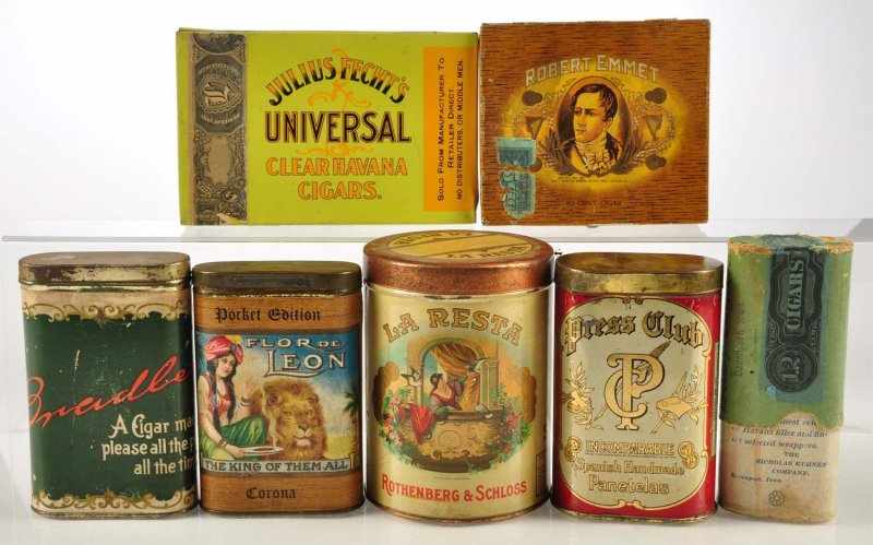 Appraisal: Lot of Cigar Tins Description Lot includes square corner Julius